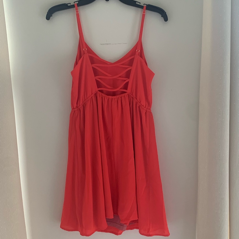 Open Back Flowy Coral Dress